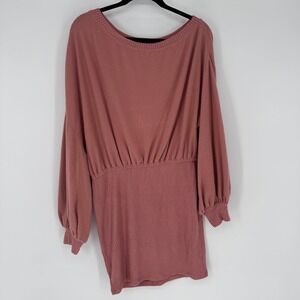 FREE PEOPLE BEACH OFF SHOULDER LONG SLEEVED RUCHED WAISED SWEATER DRESS NWT MED